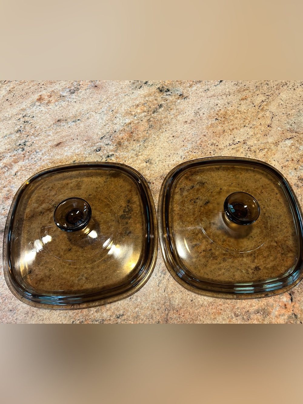 Pyrex A-9-C Amber Glass Square Lids Set of 2 2 fits Corning 2 liter & 3 liter